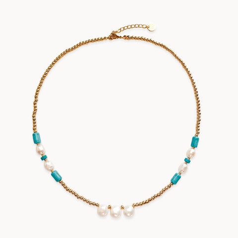 Turquoise And Pearls Necklace