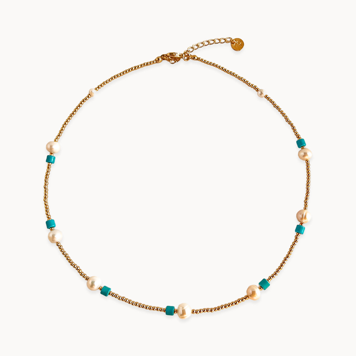 Simple Turquoise Pearl Necklace