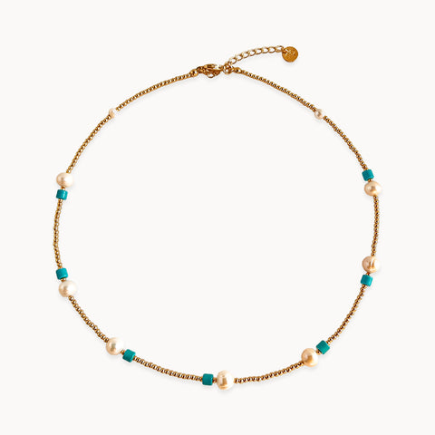 Simple Turquoise Pearl Necklace