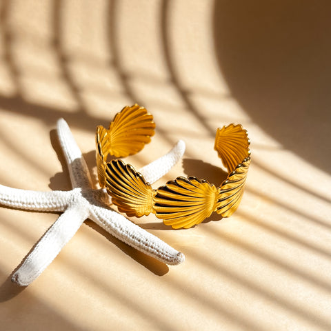 Golden Shell Cuff Bangle