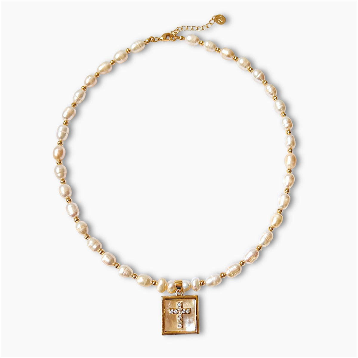 Nacre Cross Pearl Necklace