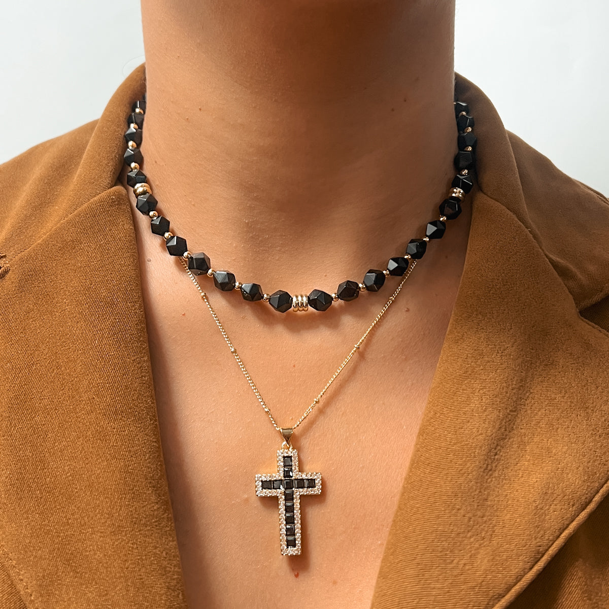 Black Zircon Cross Chain