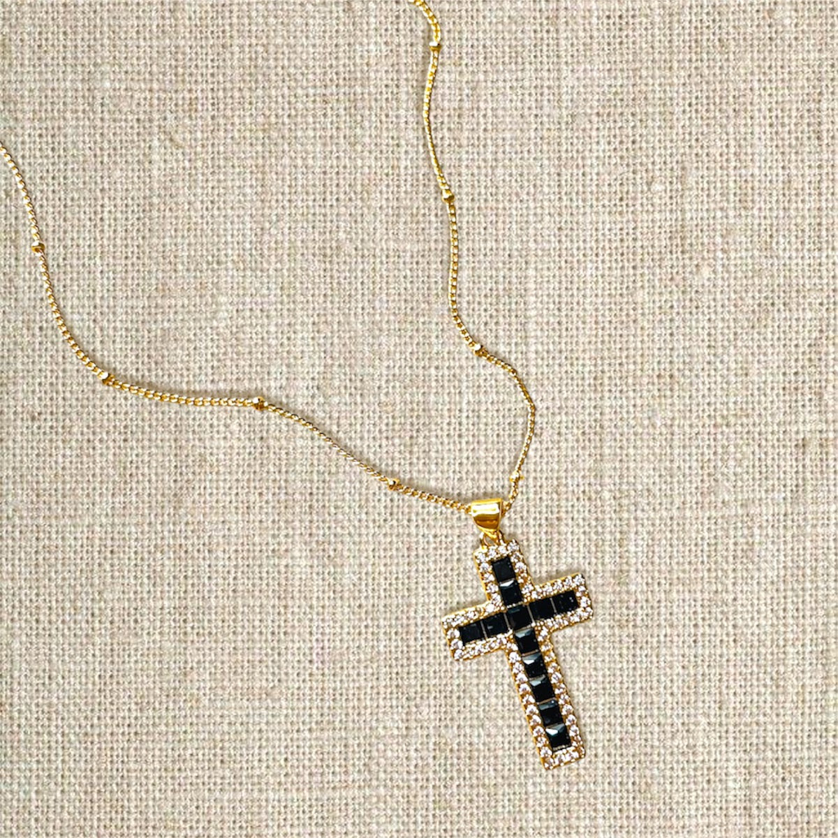 Black Zircon Cross Chain