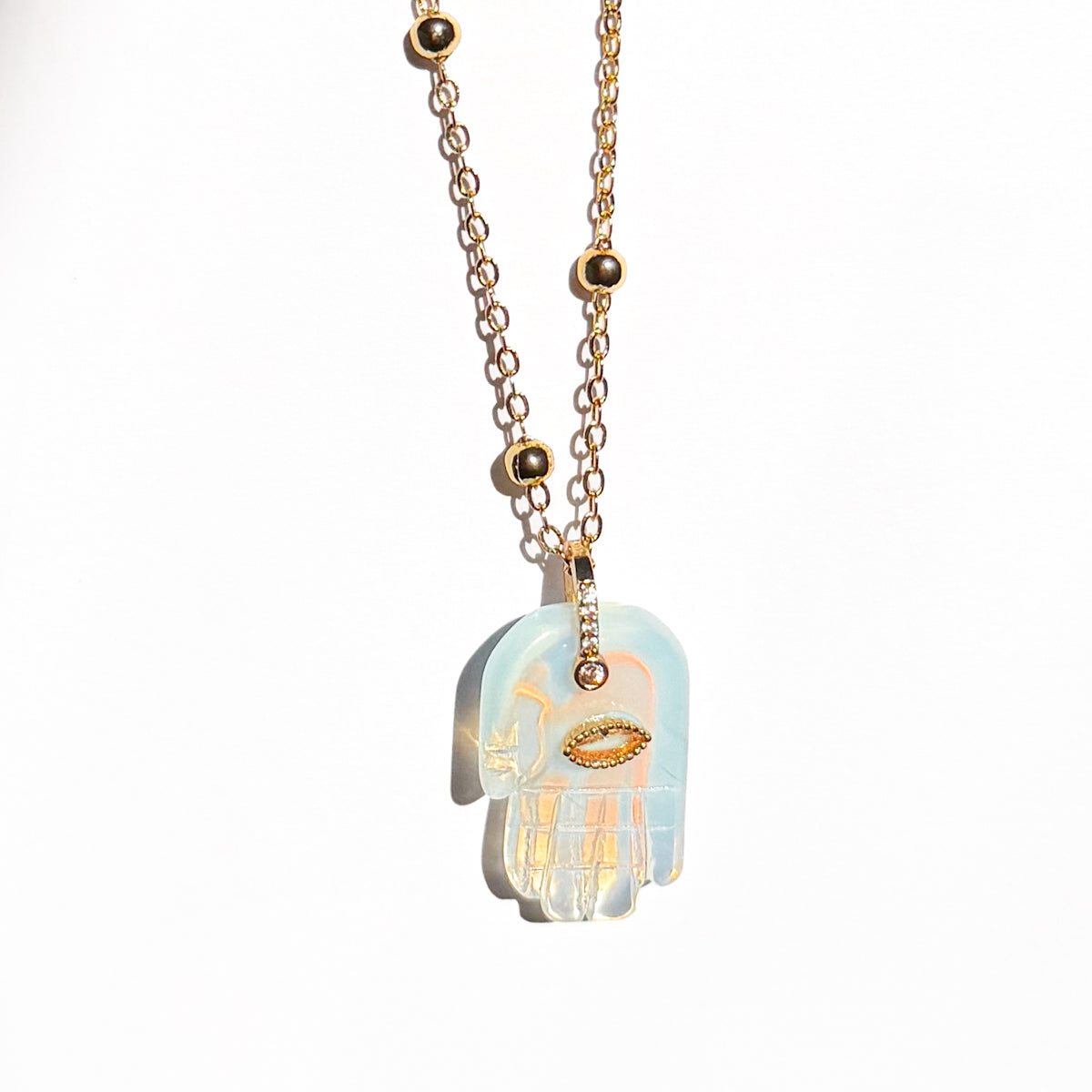 Hamsa Opal Chain