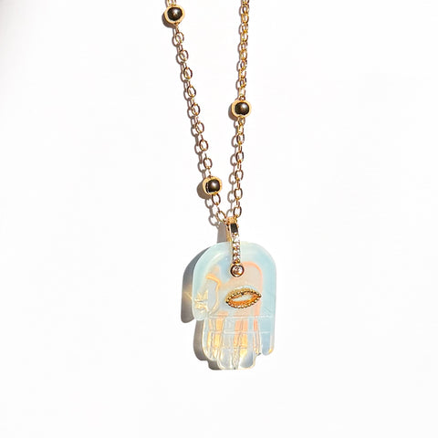 Hamsa Opal Chain