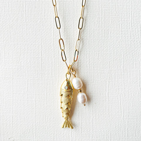 Fish & Pearl Necklace