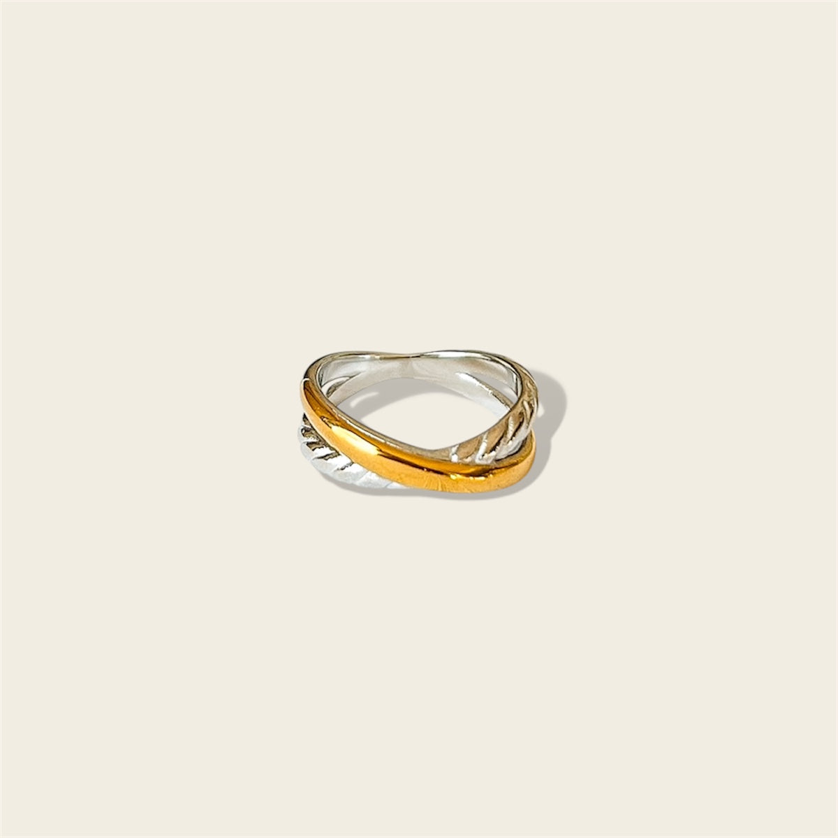 Two Tone Double Band Ring