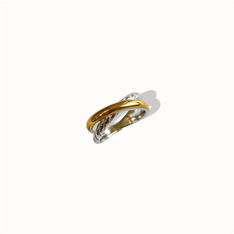 Two Tone Double Band Ring